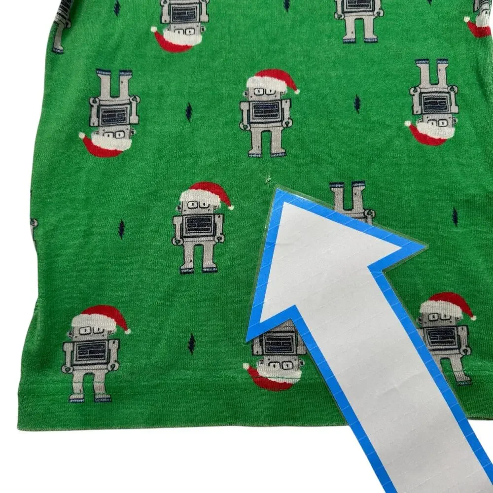 HANNA ANDERSSON Robot Christmas Cotton Pajama Top Size 3 90 Toddler Kids Green